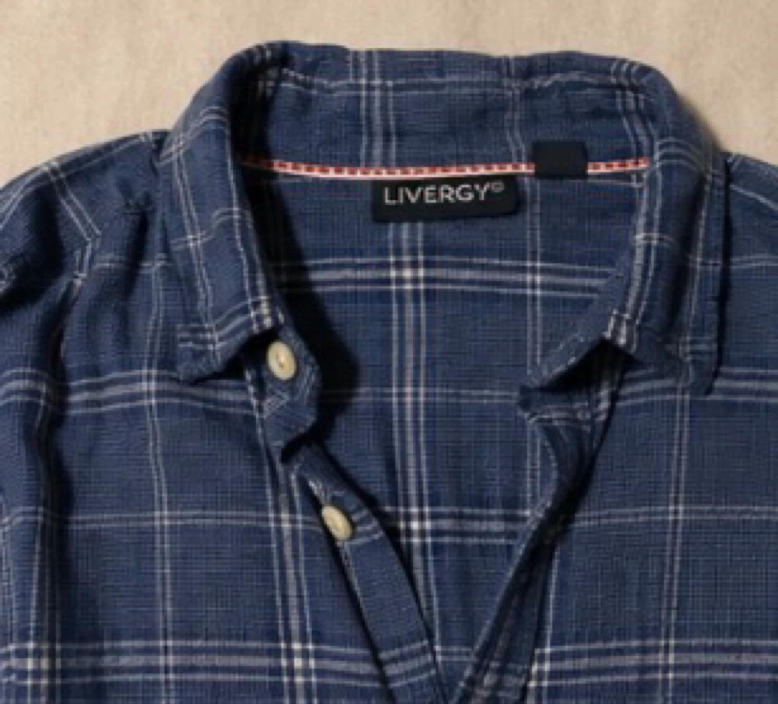 Chemise homme Livergy bleue à carreaux manches longues – Taille L (41/42) – photo 4